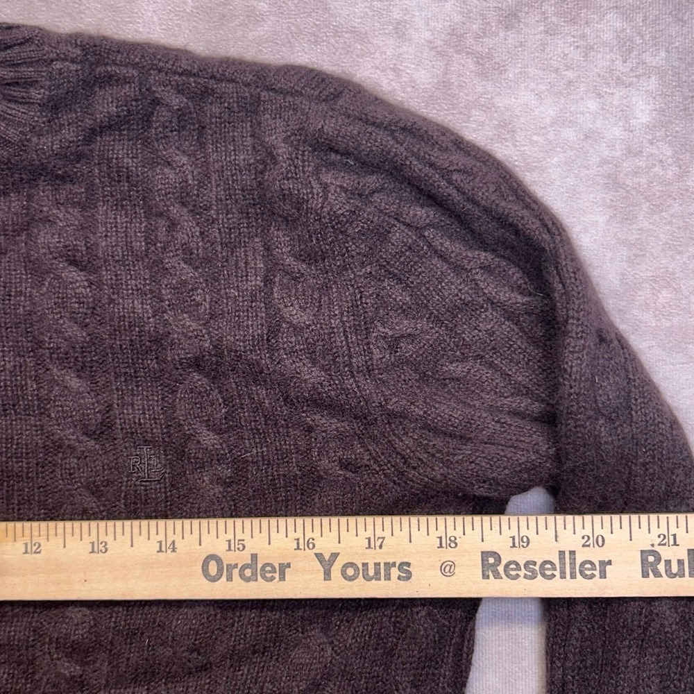 Lauren Ralph Lauren Brown 100% Cashmere Cable Knit Sweater Womens Small - Picture 5 of 6